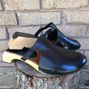 Cole Haan Resort Leather Wood Slip On Clog Shoes 9